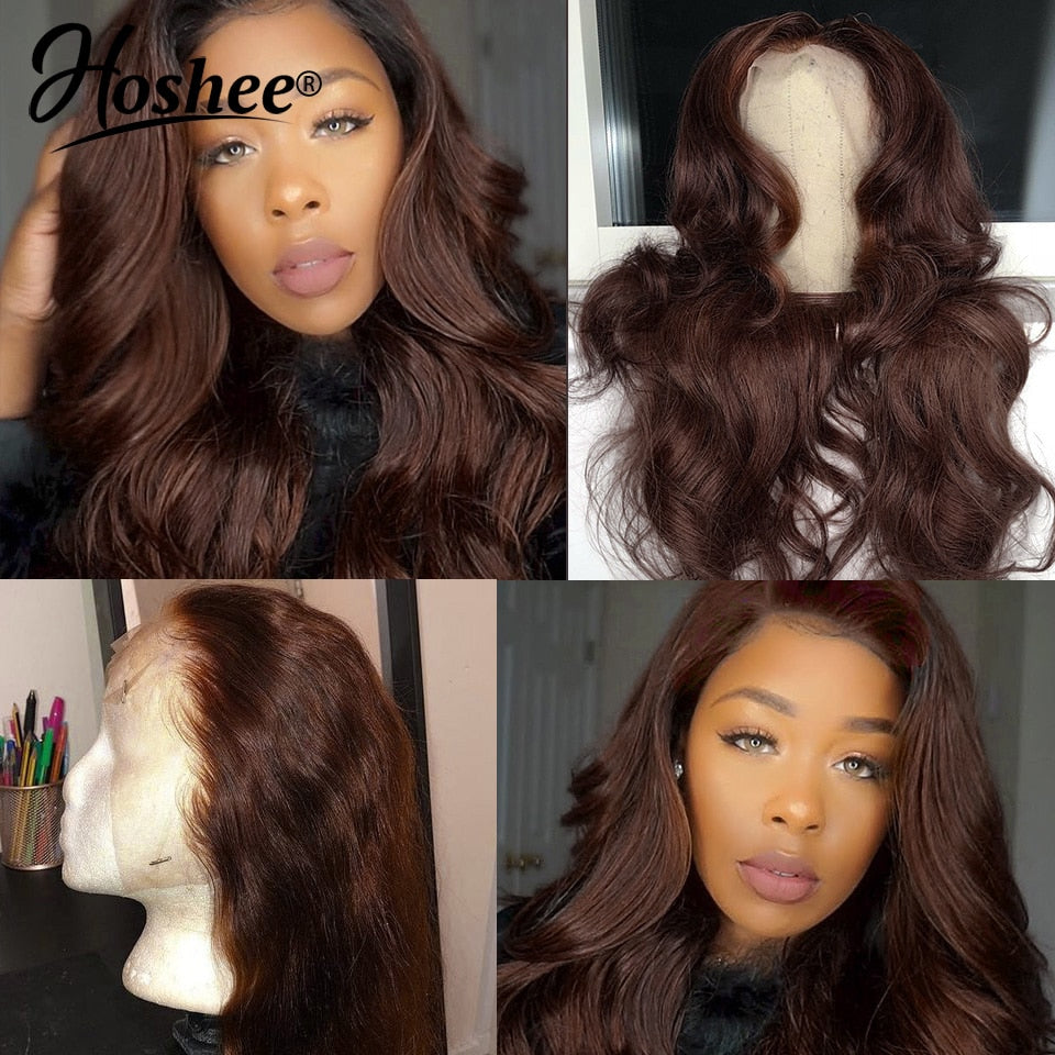 Brown Human Hair Pre Plucked Brazilian Remy Lace Wig