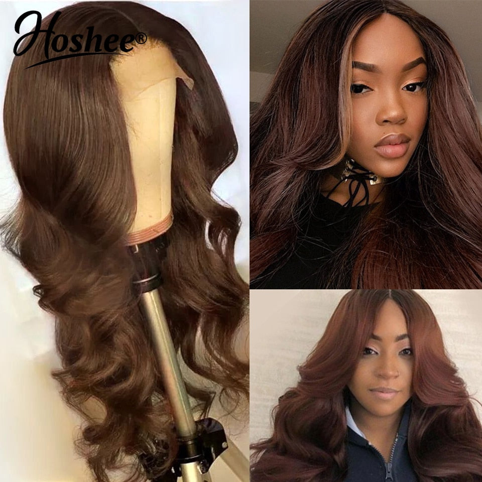 Brown Human Hair Pre Plucked Brazilian Remy Lace Wig