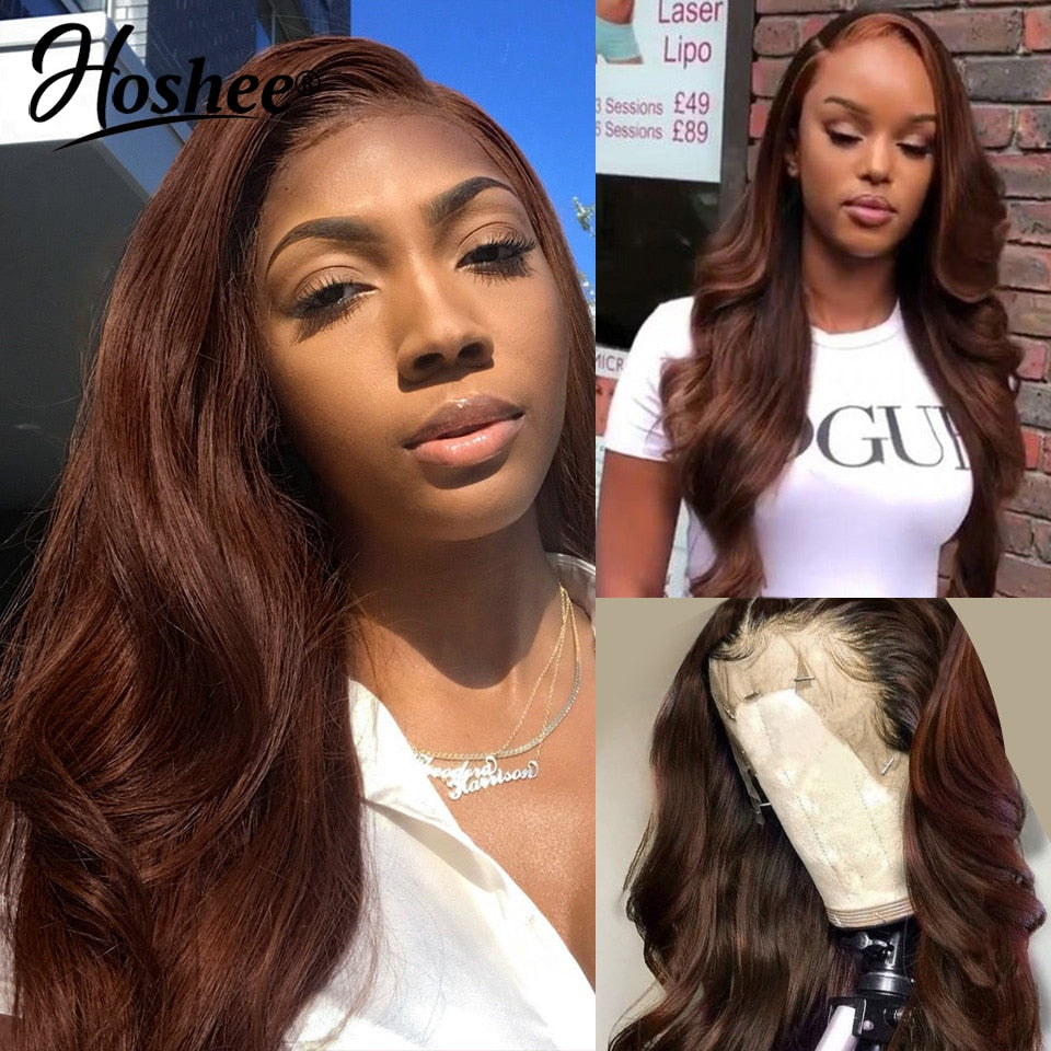 Brown Human Hair Pre Plucked Brazilian Remy Lace Wig