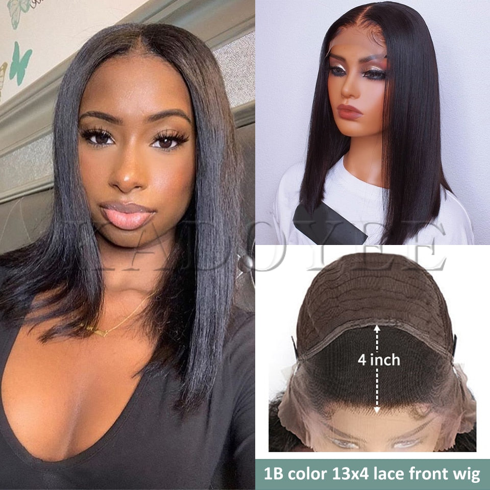 Straight Short Bob Wig Honey Brown Lace Front Human Hair Wigs Brazilian