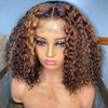 Brazilian Human Hair Lace Front Water Wave Wig with Highlights