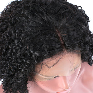 Deep Wave Curly Human Hair Lace Front Pre Plucked Brazilian Wig