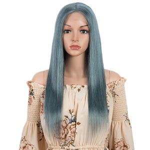 Blue 4x4 Lace Closure Straight Peruvian Remy Human Hair Wig