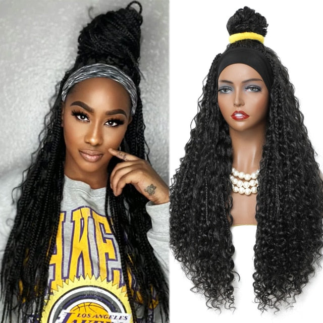 Bohemian Box Braid Headband Wig