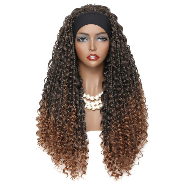 Bohemian Box Braid Headband Wig