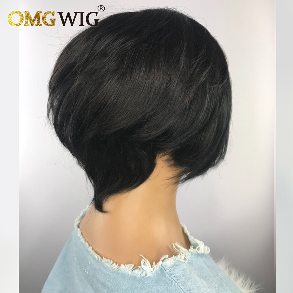 Non Lace Front Pixie Cut Wig with Bangs