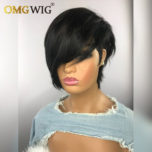 Non Lace Front Pixie Cut Wig with Bangs