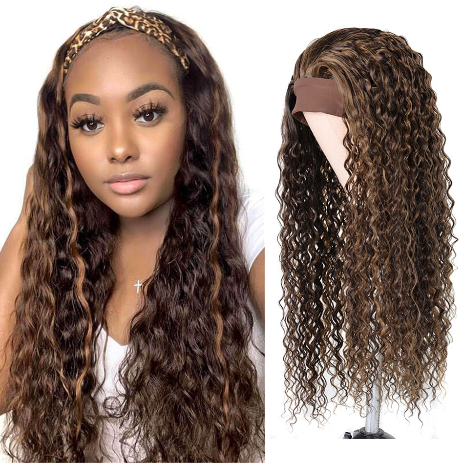 Deep Wave Highlight Synthetic Headband Wig