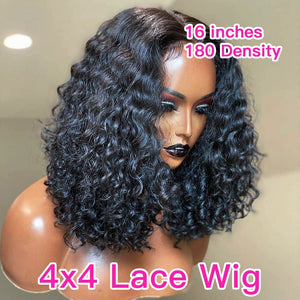 Deep Wave Curly Human Hair Lace Front Pre Plucked Brazilian Wig