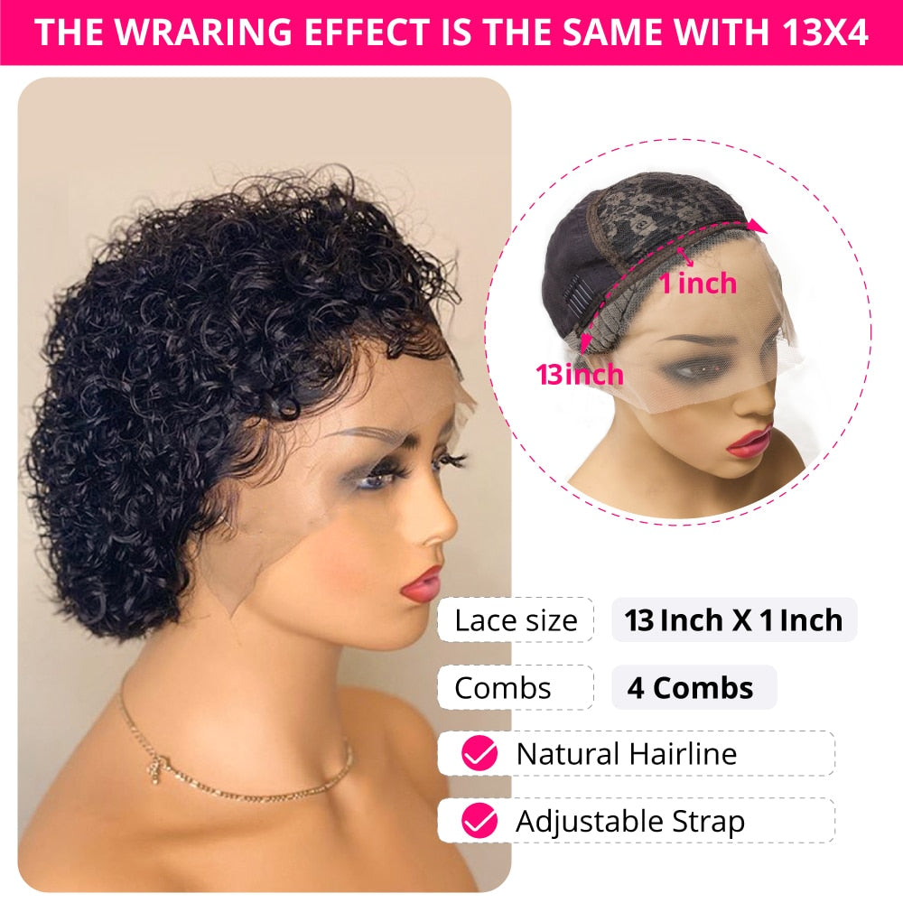 Short Curly Pixie Cut Lace Front Wig