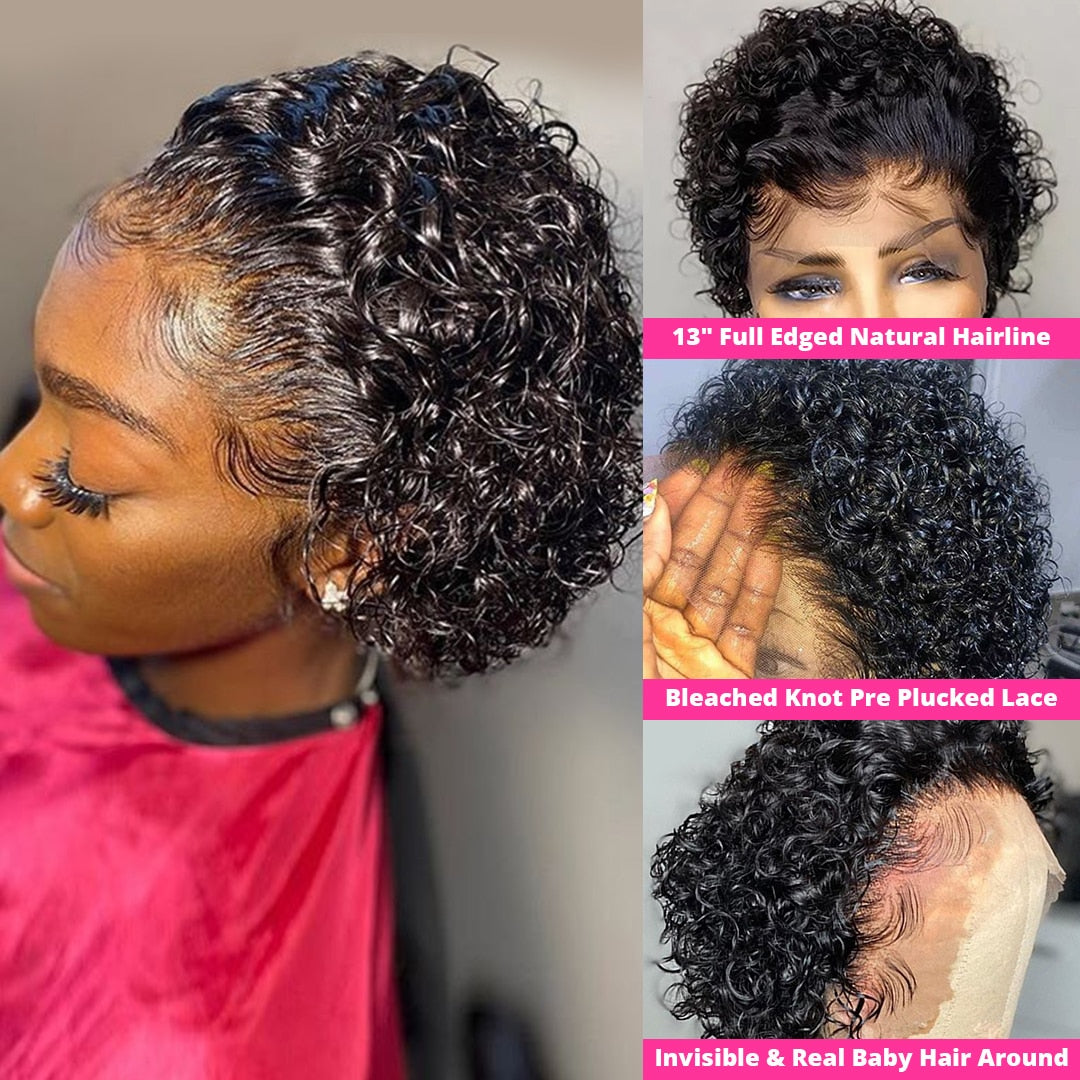 Short Curly Pixie Cut Lace Front Wig