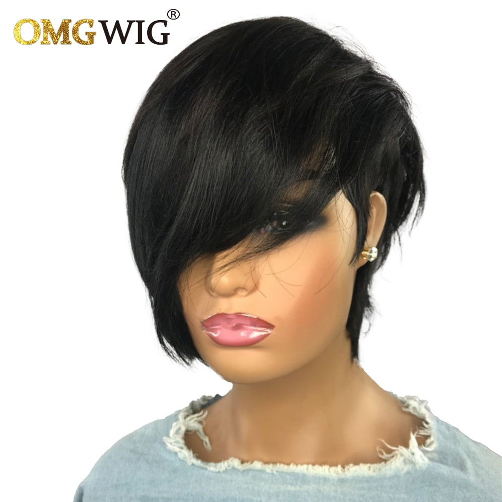 Non Lace Front Pixie Cut Wig with Bangs