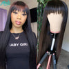 Lace Front Human Hair Straight Wig with Bangs