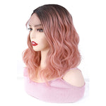 Short Synthetic Pink Lace Front Wig