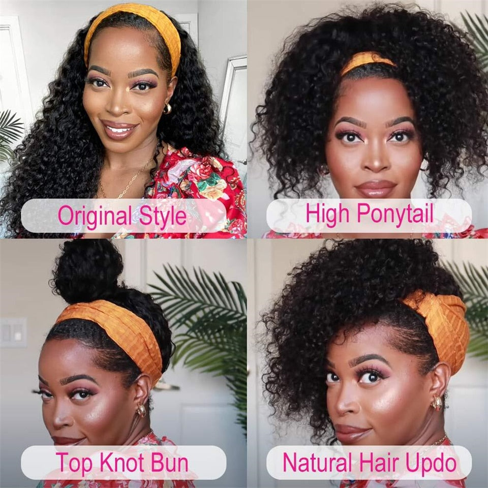 Brazilian Curly Hair Headband Wig