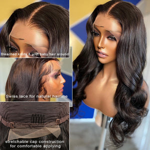 Body Wave Human Hair Pre Plucked With Baby Hair Brazilian Remy 13x4 Hd Lace Frontal Wigs