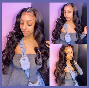 Body Wave Human Hair Pre Plucked With Baby Hair Brazilian Remy 13x4 Hd Lace Frontal Wigs