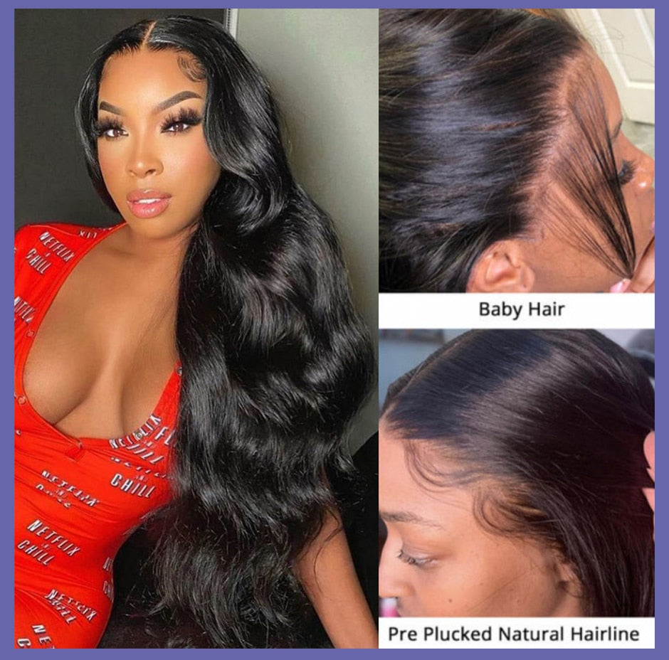 Body Wave Human Hair Pre Plucked With Baby Hair Brazilian Remy 13x4 Hd Lace Frontal Wigs