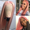 Pink 4x4 lace Closure Wig Brazilian Remy Pre Plucked Straight Human Hair