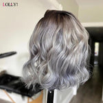 Lolly 1B/Gray Body Wave Lace Frontal 13x4 Remy Human Hair Bob Wig