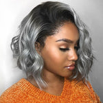 Lolly 1B/Gray Body Wave Lace Frontal 13x4 Remy Human Hair Bob Wig